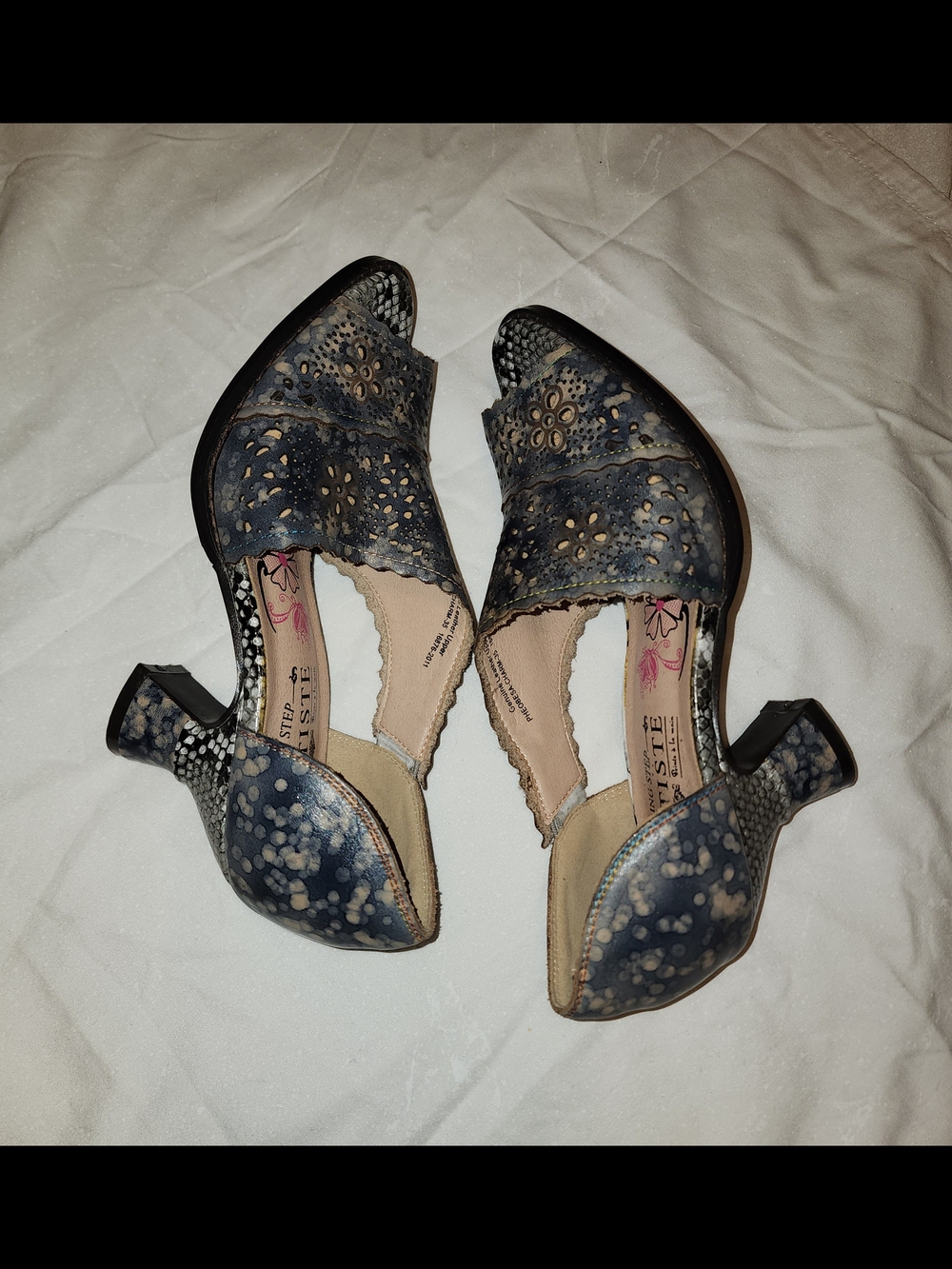 L’Artiste Spring Step Pheobesa Heels EU 35 US 5 Leather Peep Toe D’Orsay Boho